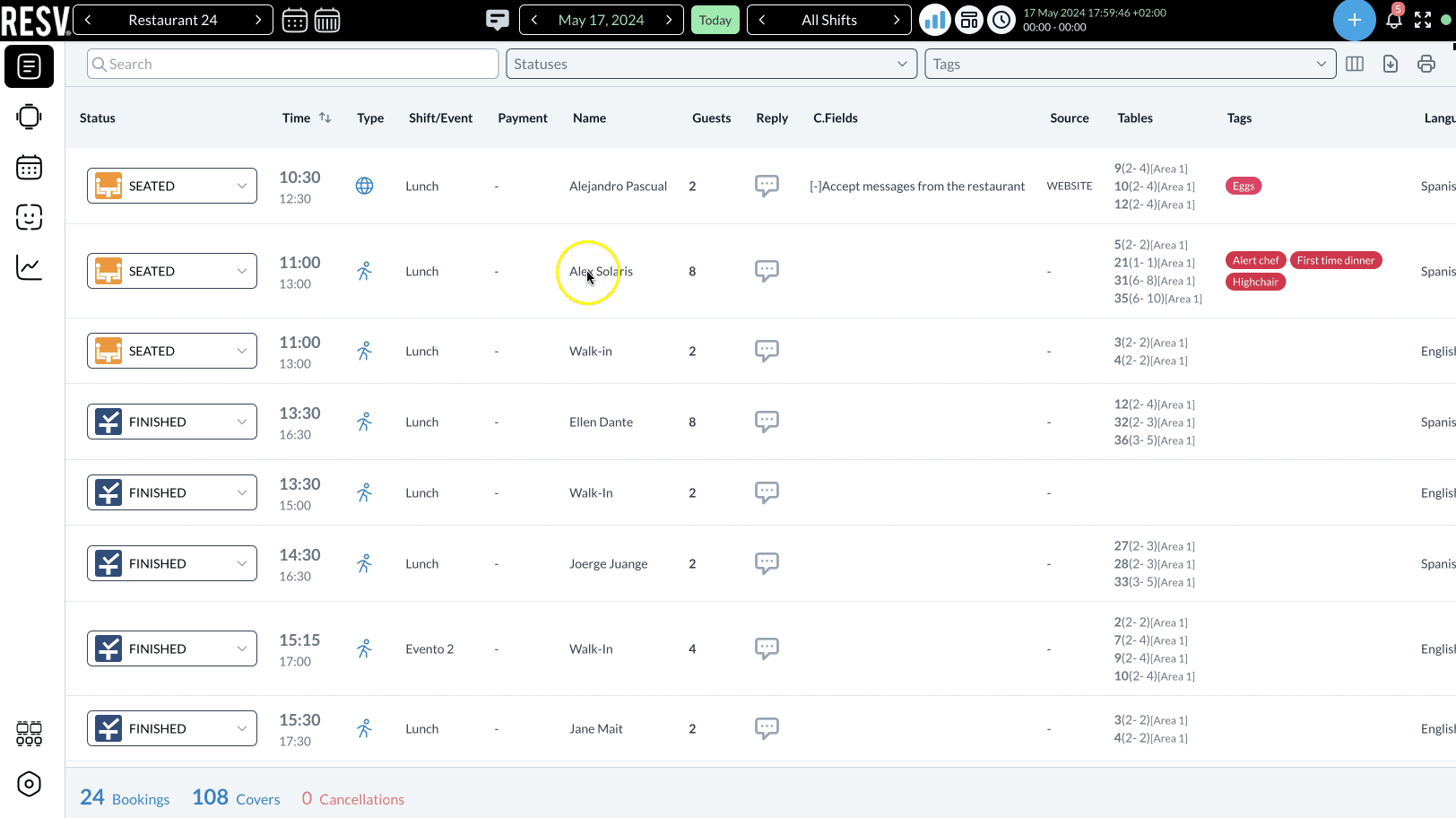 Resv reservations desktop list view